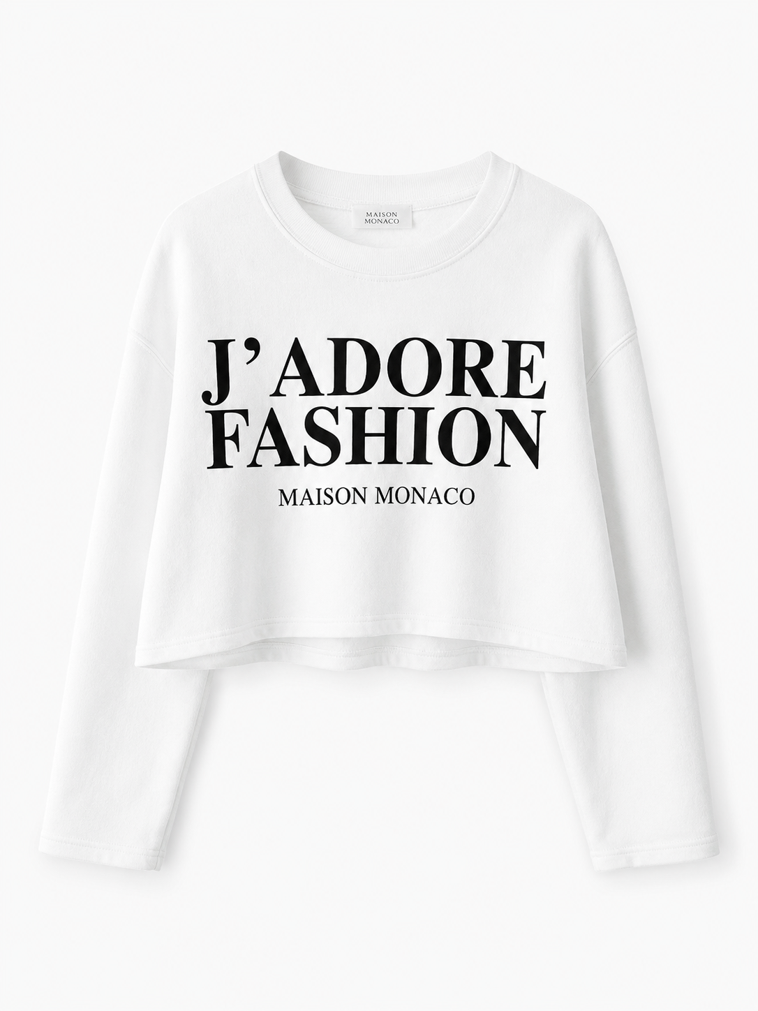 J’ADORE FASHION-WHITE CROP SWEATSHIRT